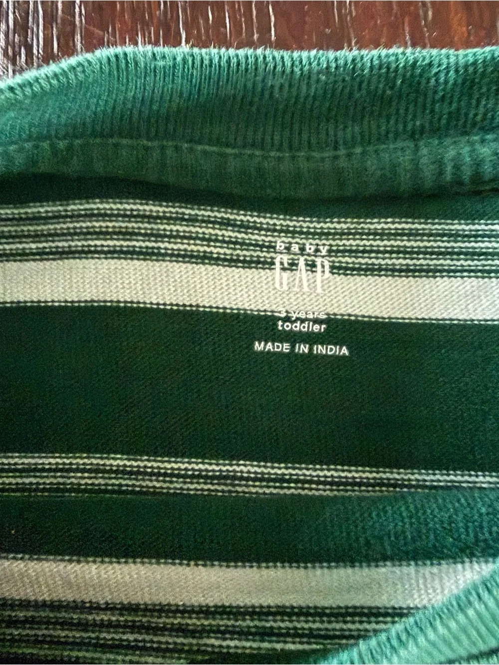 GAP Green and White Striped Long-Sleeve Tee